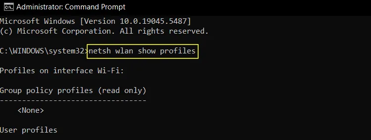 Command to show wifi password