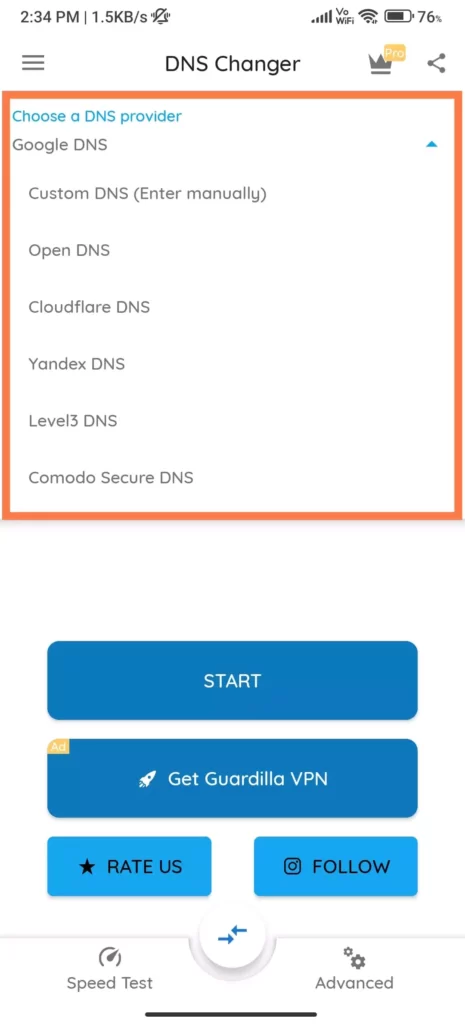 Choose custom DNS