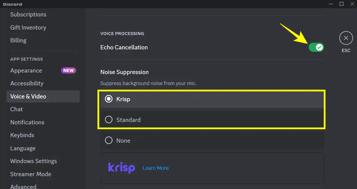 Discord eco cancellation option