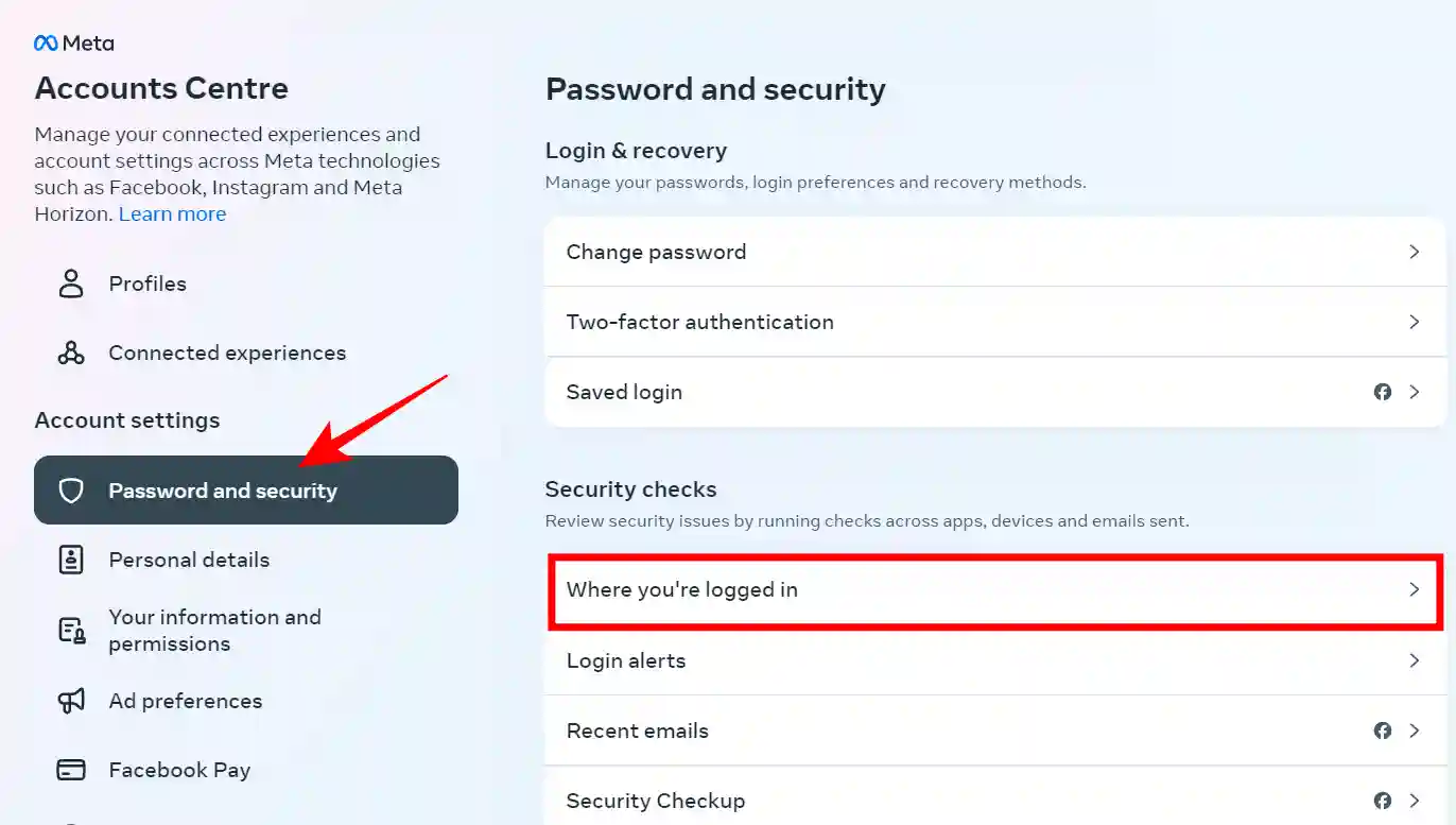 passowrd and security option