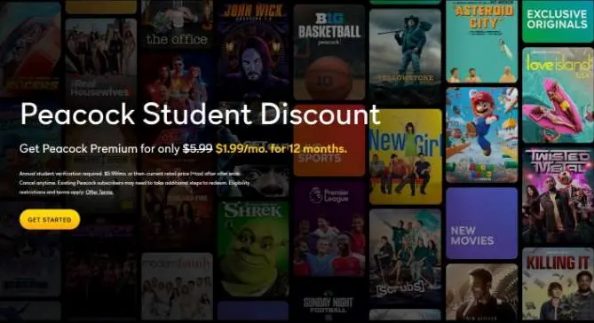 Peacock Premium Student Plan discount