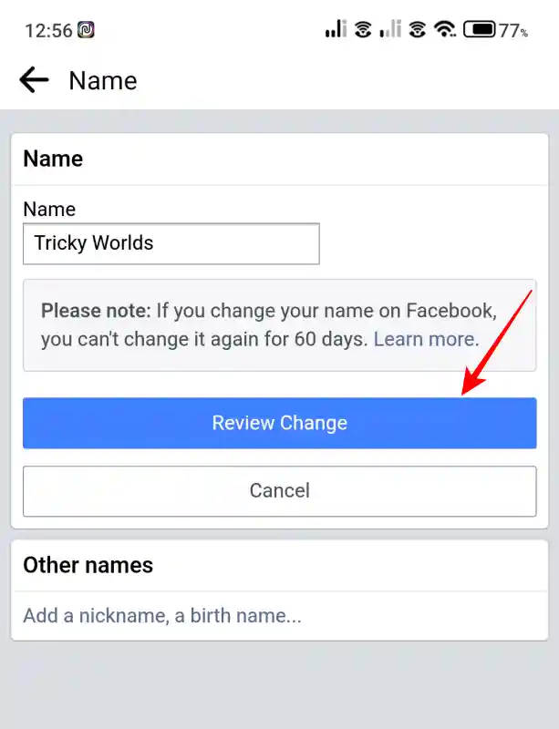 Change Facebook Page Name