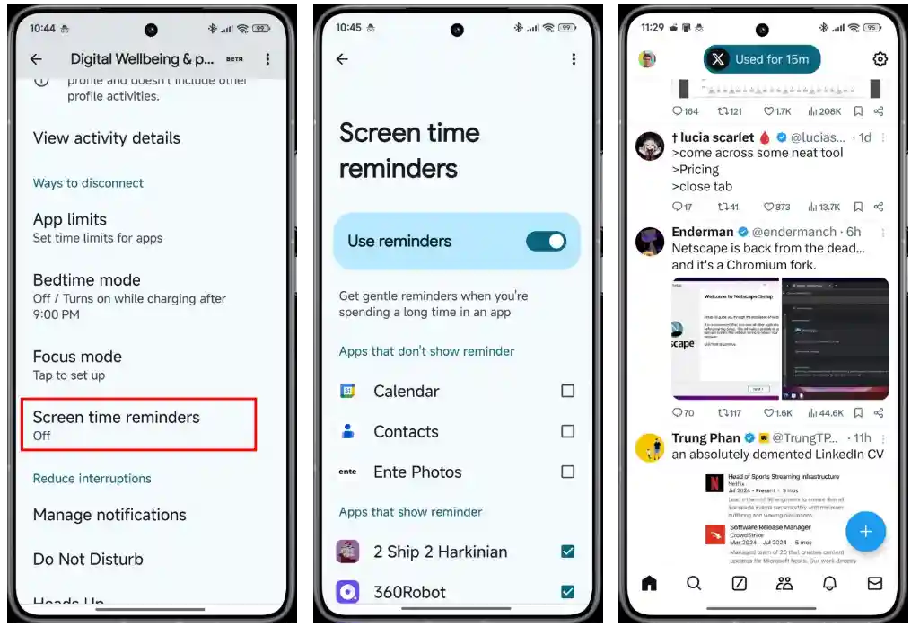 screen time reminder feature