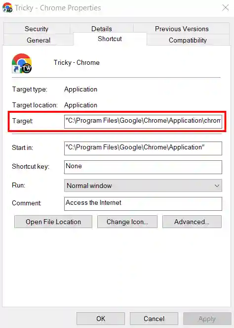 chrome browser properties