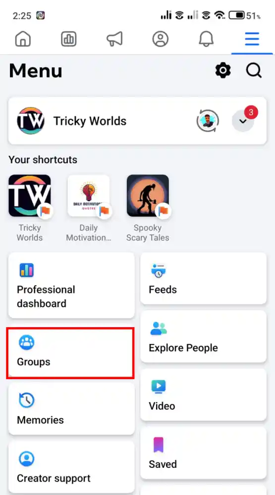 Groups tab facebook web