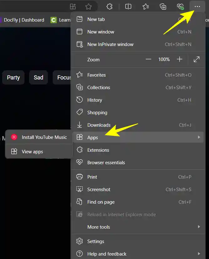 Install YouTube Music on Microsft Edge