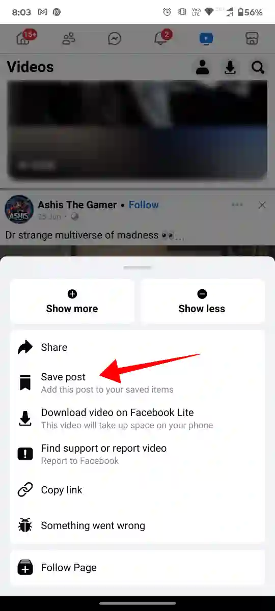 Save video on facebook mobile