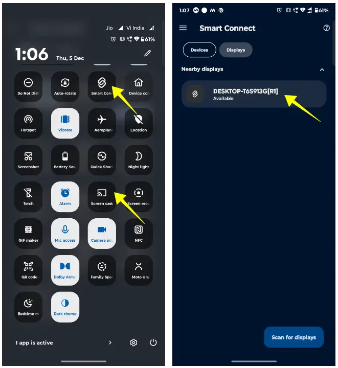 Cast Android Screen To Windows using Smart connect