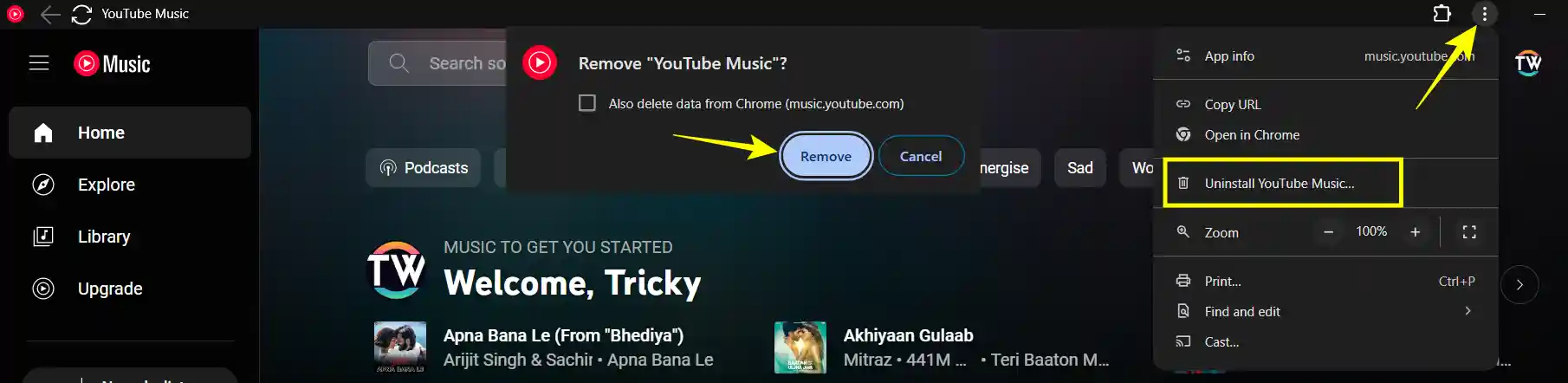 UiInstall YouTube Music on Google Chrome