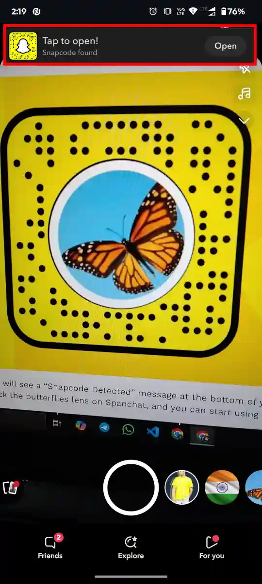 Scan Snapchat Butterflies Lens Snapcode