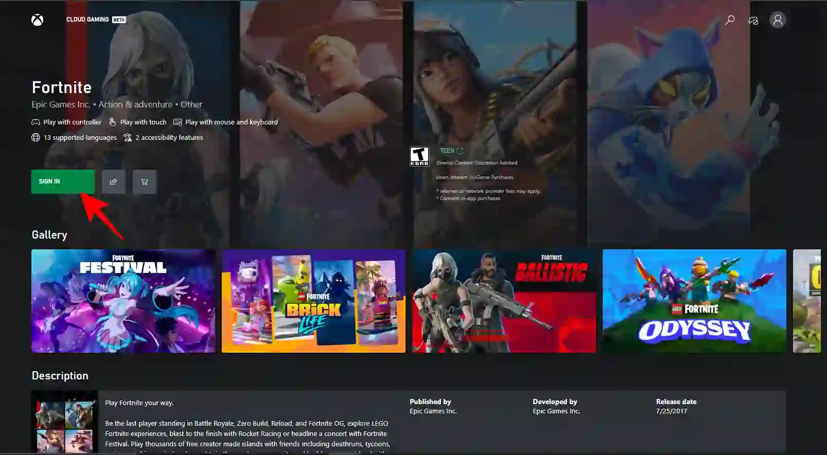 Play Fortnite on Mac Xbox Cloud Gaming