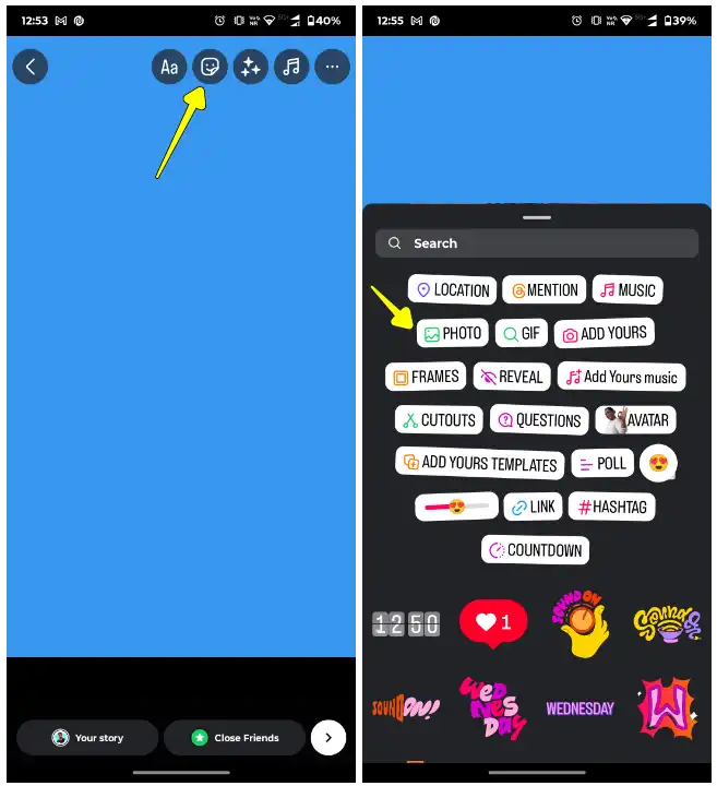 Instagram Story Add Photo Sticker