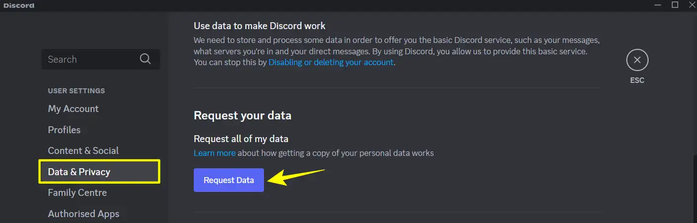 Request Data on Discord